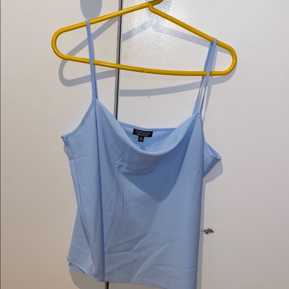Baby blue silk top